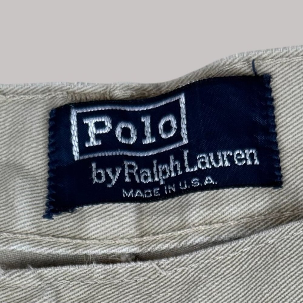 Vintage Polo Ralph Lauren Shorts Mens 36 Beige Khaki Pleated Front Chino USA - Picture 3 of 5